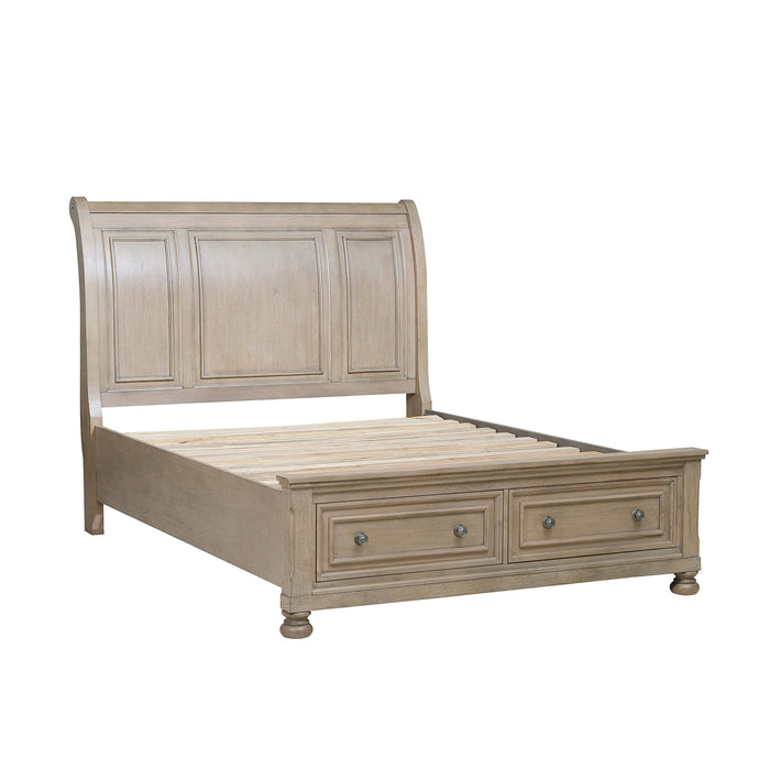 Bethel Wire Brushed Gray Sleigh Storage Platform Bedroom Set