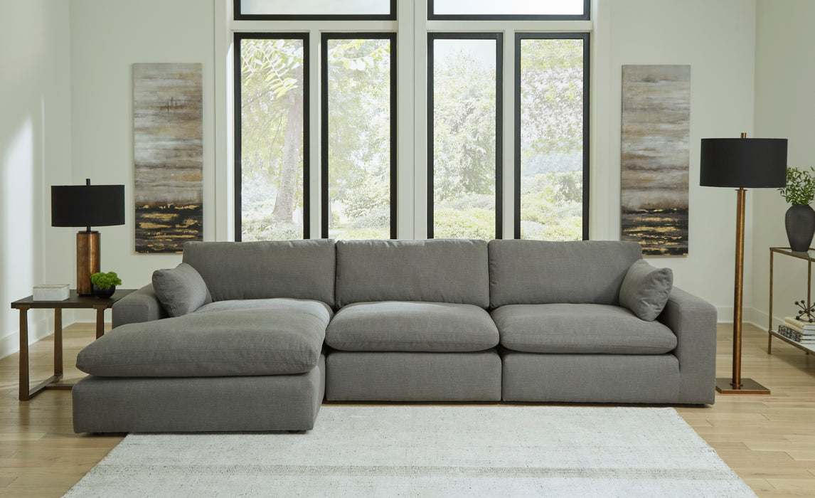 Elyza Smoke 3-Piece LAF Sectional with Chaise