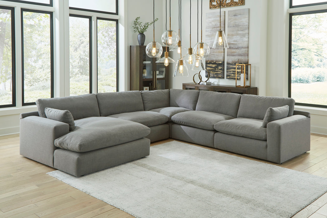 Elyza 5-Piece Smoke LAF Sectional with Chaise