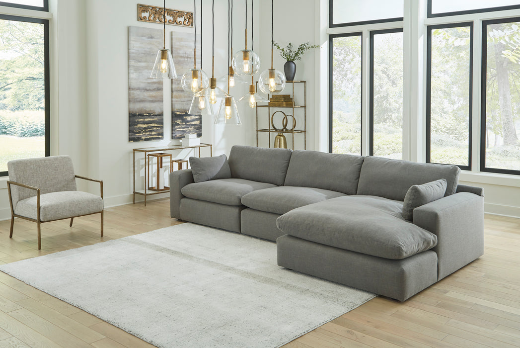 Elyza  Smoke 3-Piece RAF Sectional with Chaise