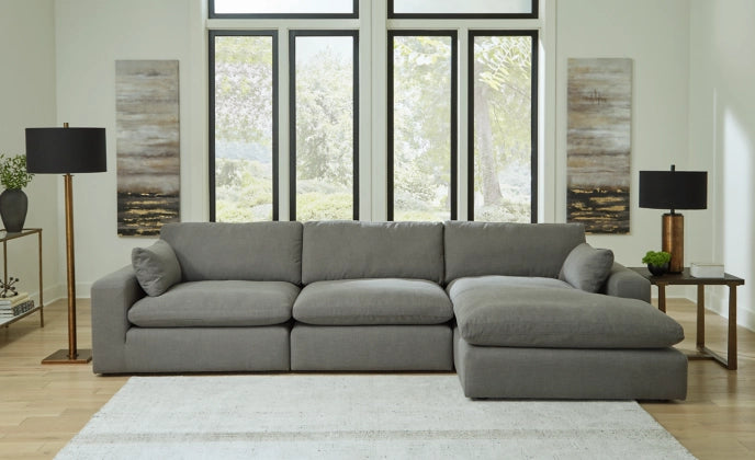 Elyza  Smoke 3-Piece RAF Sectional with Chaise