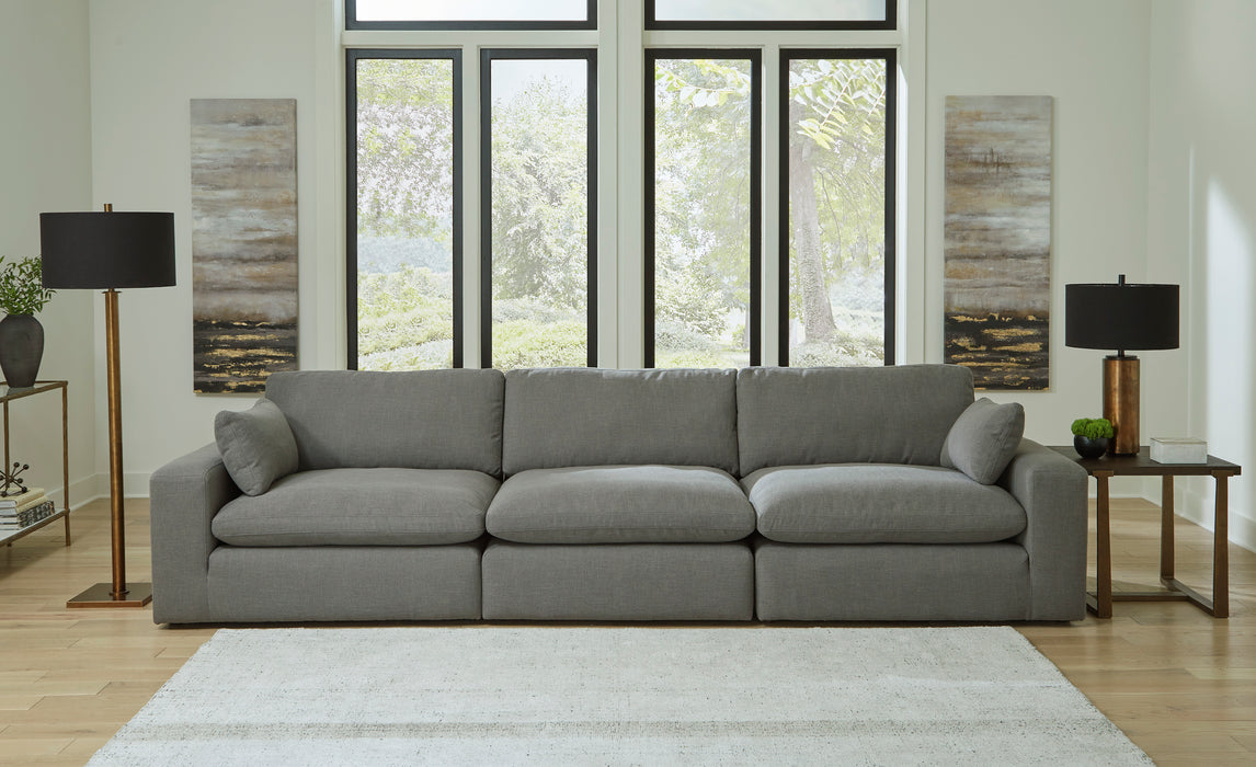 Elyza Smoke 3-Piece Sectional with Ottoman