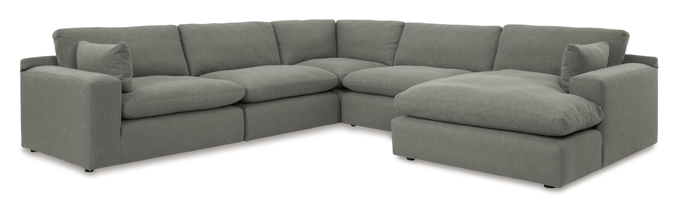 Elyza 5-Piece Smoke RAF Sectional with Chaise