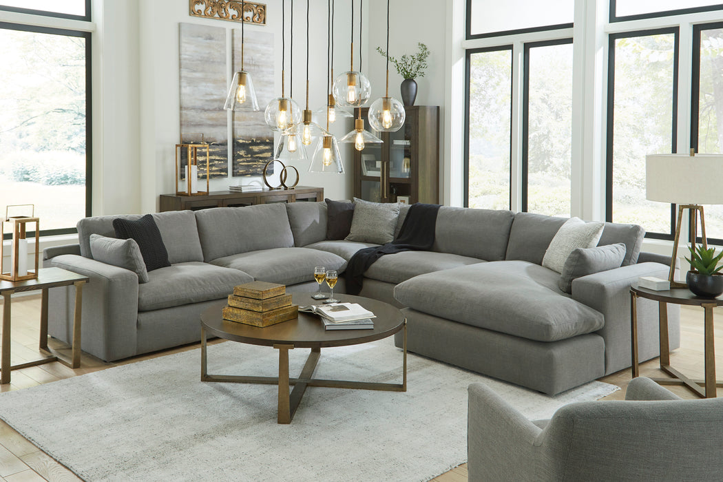 Elyza 5-Piece Smoke RAF Sectional with Chaise