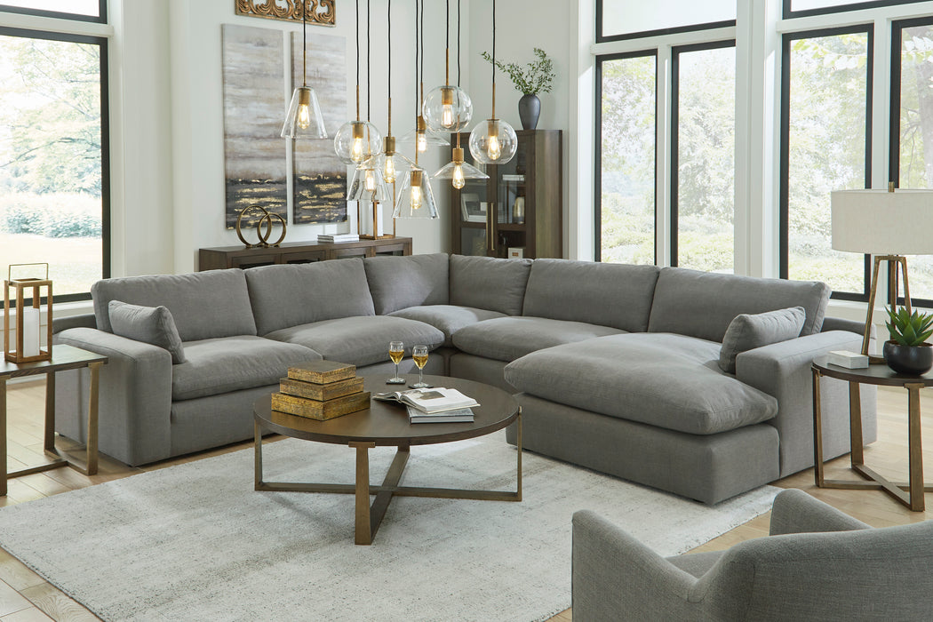 Elyza 5-Piece Smoke RAF Sectional with Chaise