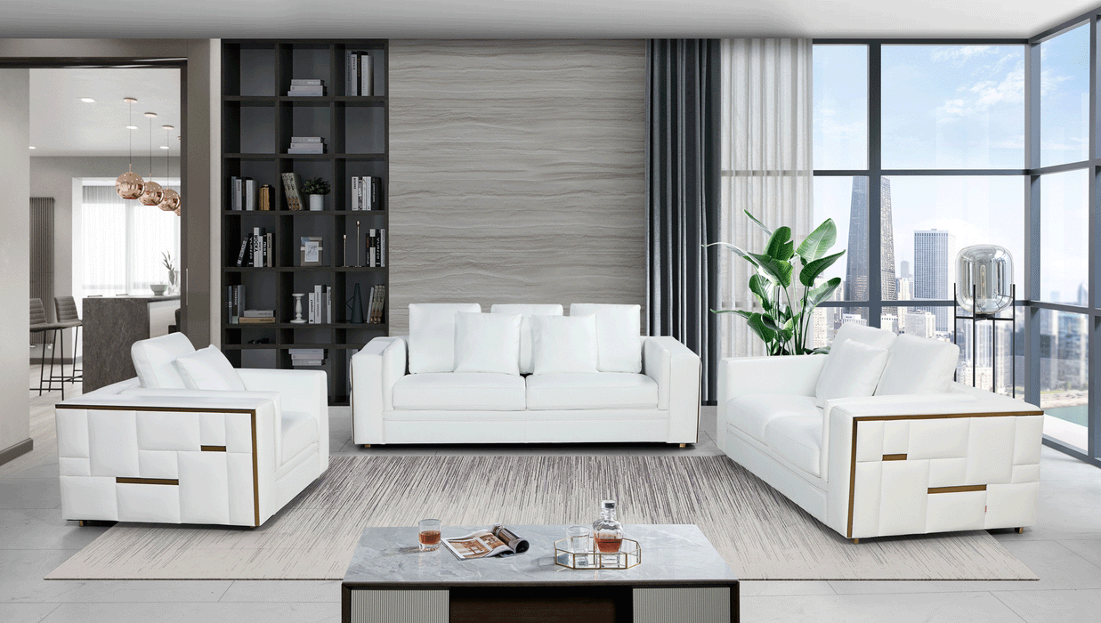 1005 White Living Room Set - Lara Furniture