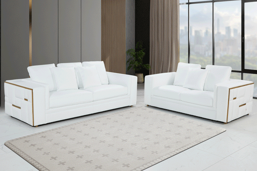 1005 White Living Room Set - Lara Furniture