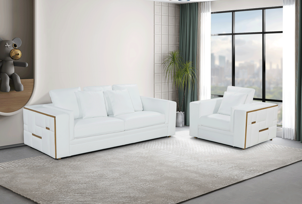 1005 White Living Room Set - Lara Furniture