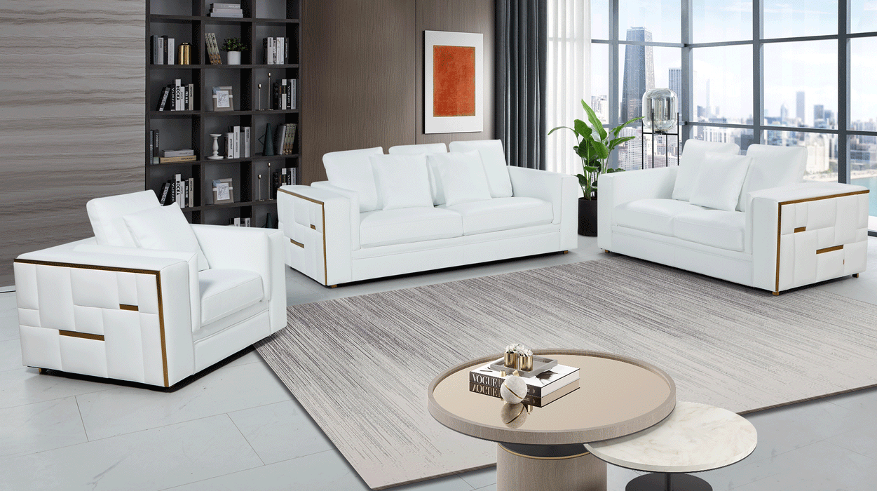 1005 White Living Room Set - Lara Furniture