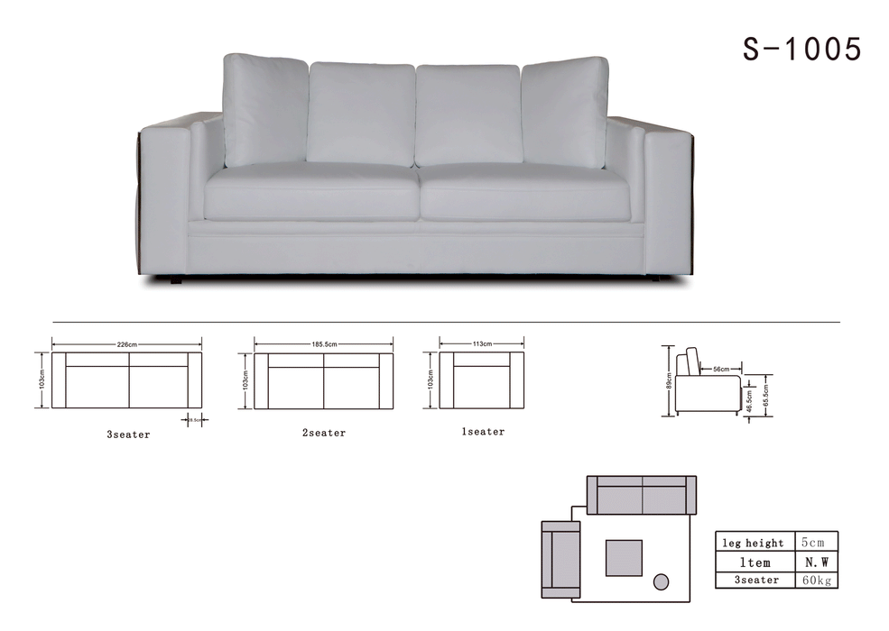 1005 White Living Room Set - Lara Furniture