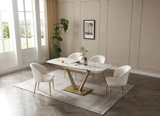 109 Table Golden With 2107 Chairs Set - Lara Furniture