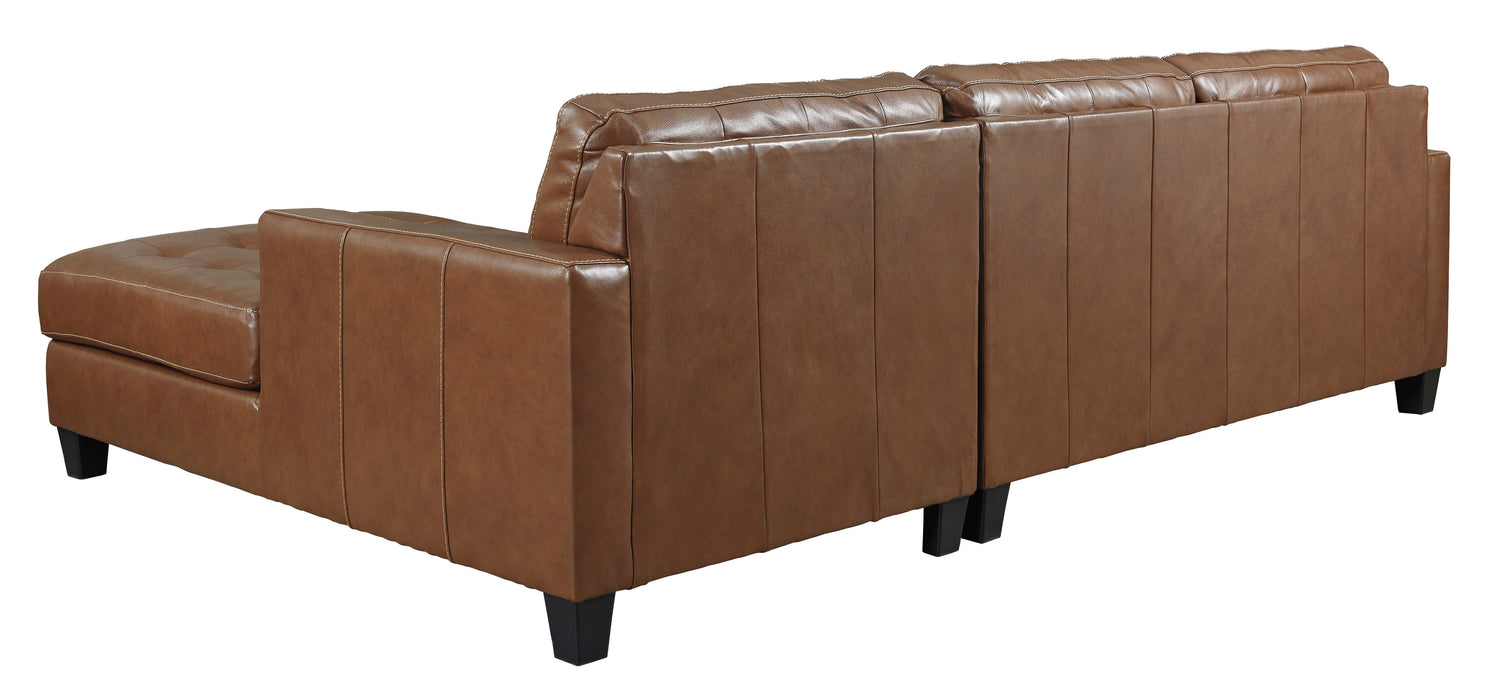 Baskove Auburn Leather RAF Sectional - Lara Furniture