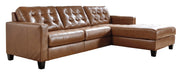 Baskove Auburn Leather RAF Sectional - Lara Furniture