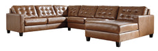 Baskove Auburn Leather Large RAF Sectional - Lara Furniture