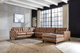 Baskove Auburn Leather Large RAF Sectional - Lara Furniture