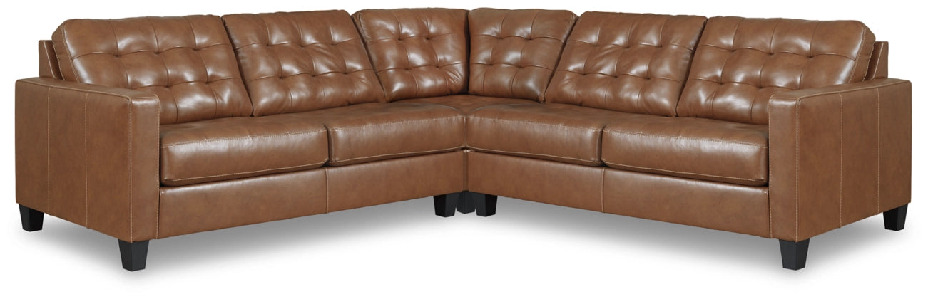 Baskove Auburn Leather 3 Piece Sectional