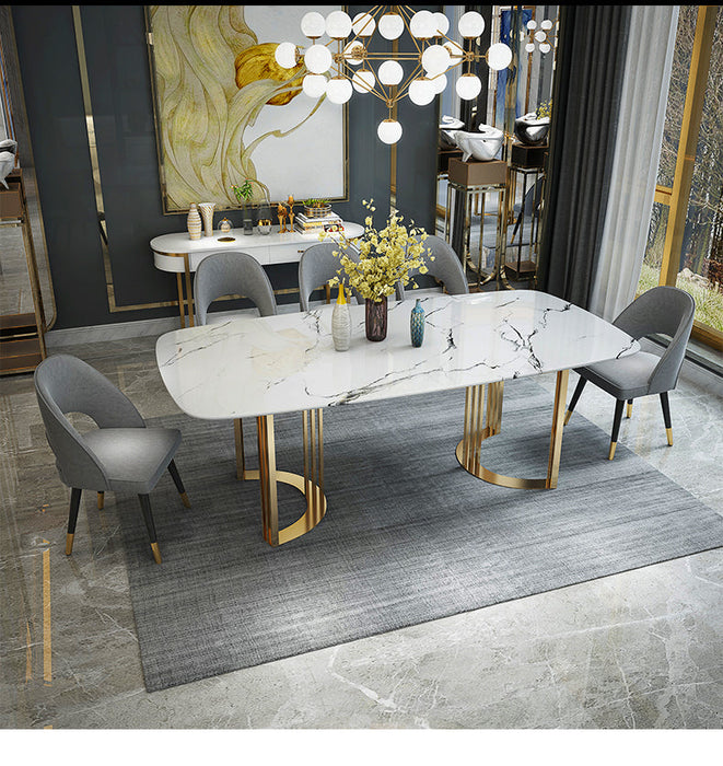 131 Gold Marble Dining Table - i27593 - Lara Furniture