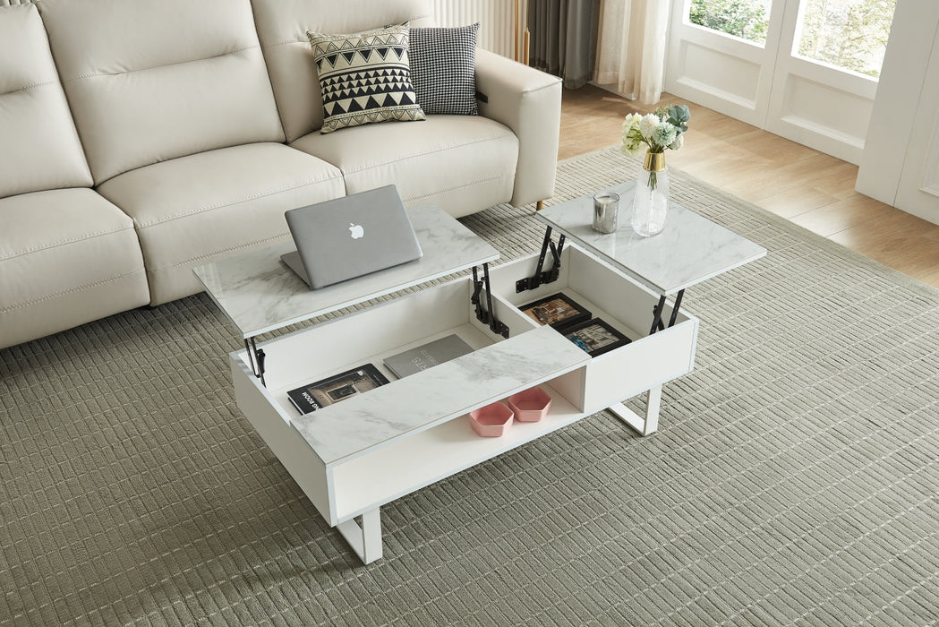 1388 Coffee Table W/ Storage White - i34873 - Lara Furniture