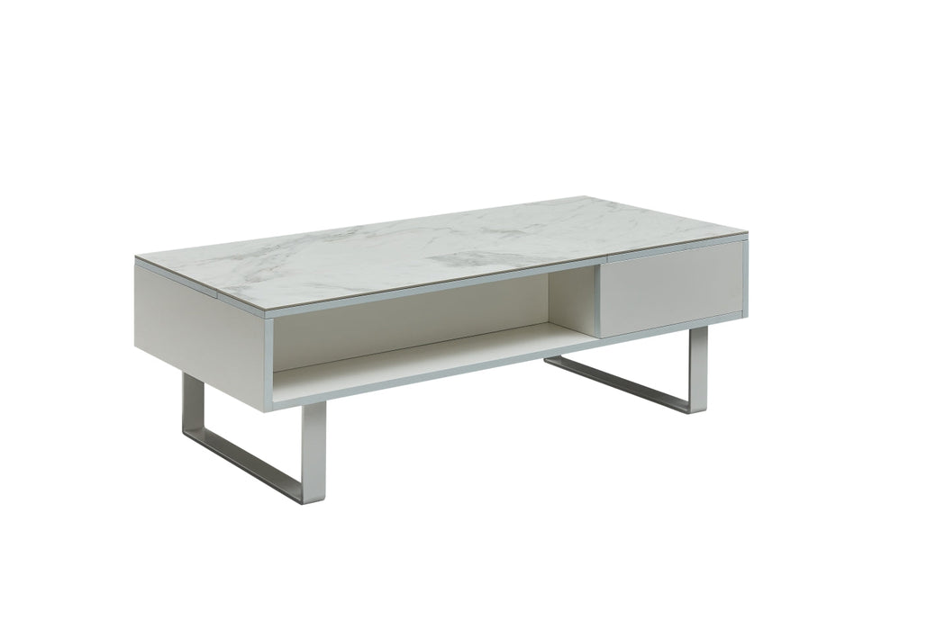 1388 Coffee Table W/ Storage White - i34873 - Lara Furniture