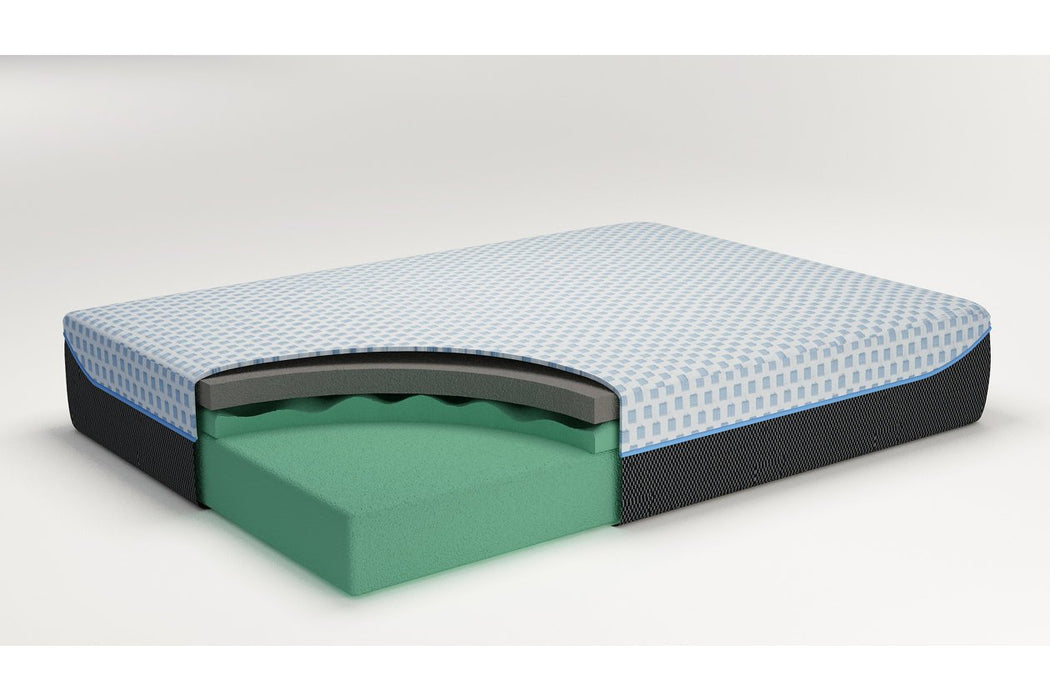 14 Inch Chime Elite White/Blue King Memory Foam Mattress in a Box - M71441 - Lara Furniture