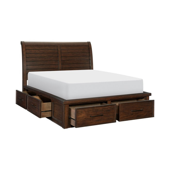 Logandale Brown Sleigh Storage Platform Bedroom Set