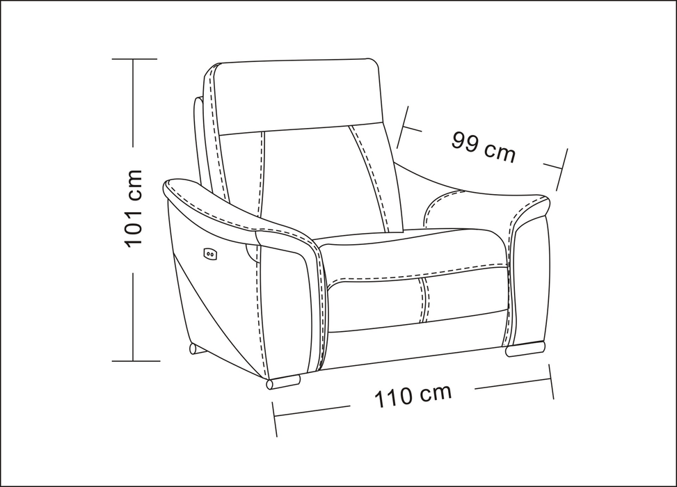 1705 Light-Grey With Electric Recliners Set - Lara Furniture