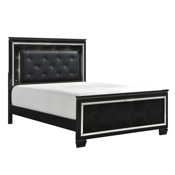 Allura Black LED Upholstered Panel Bedroom Set