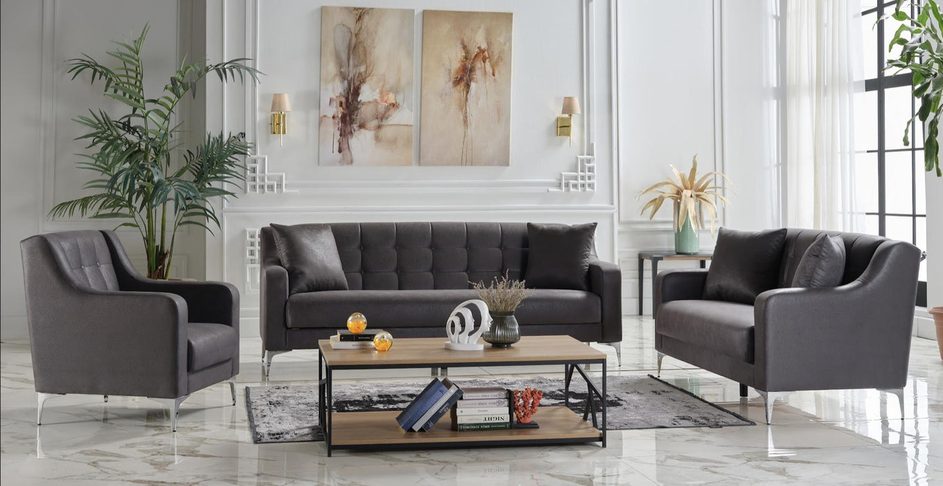 Livia Melson Dark Grey Living Room Sleeper Set