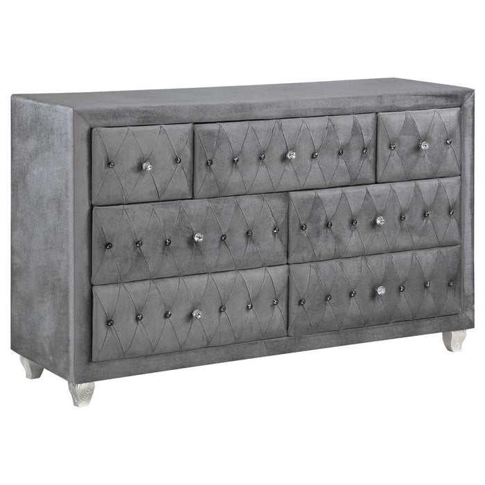 Deanna  Gray Upholstered Platform Bedroom Set