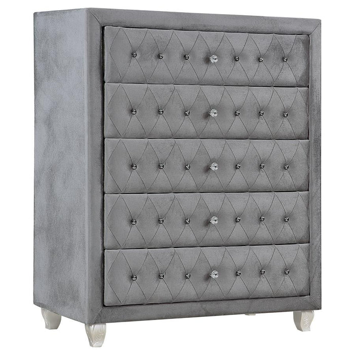 Deanna  Gray Upholstered Platform Bedroom Set