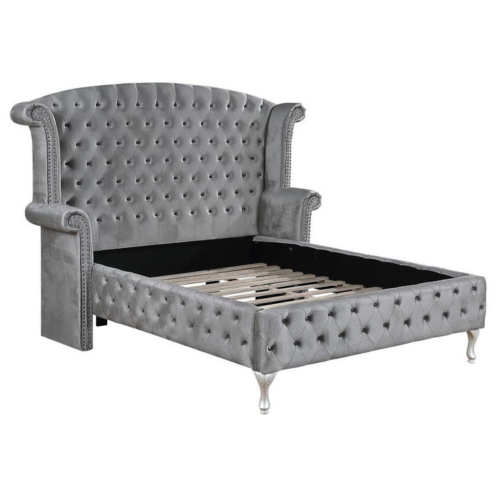 Deanna  Gray Upholstered Platform Bedroom Set