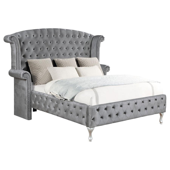 Deanna  Gray Upholstered Platform Bedroom Set