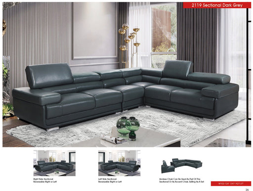 2119 Sectional Dark Grey - i27342 - Lara Furniture