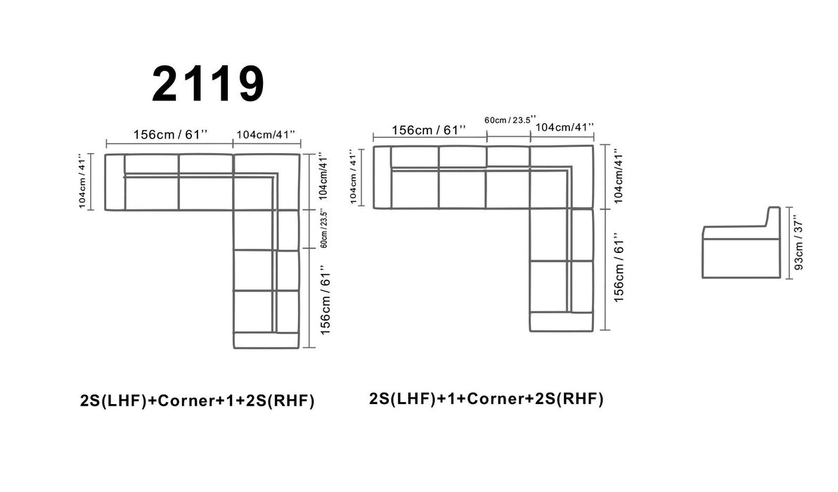 2119 Sectional Light Grey - i17280 - Lara Furniture