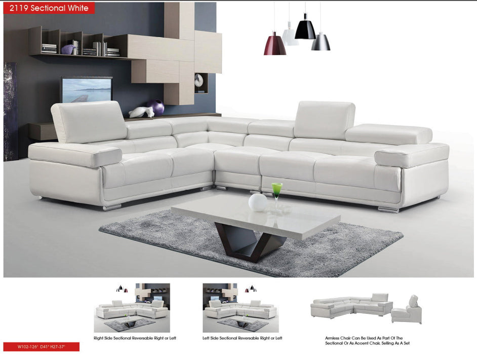 2119 Sectional White - i21830 - Lara Furniture