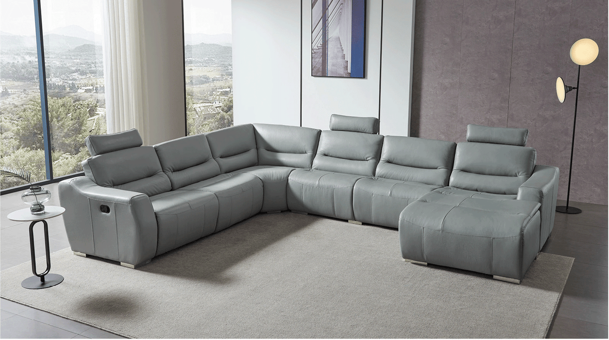 2144 Sectional Grey W/1 Recliner - i31278 - Lara Furniture