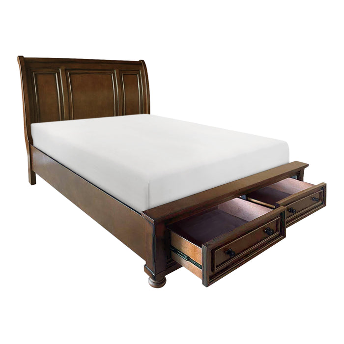 Cumberland Brown Cherry Sleigh Storage Platform Bedroom Set