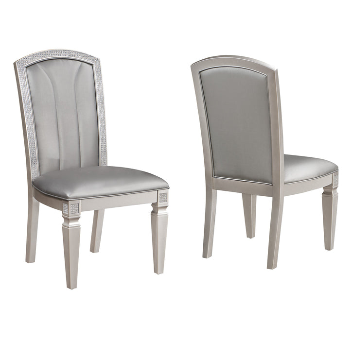 Klina Silver Champagne Double Pedestal Dining Set