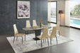 2417 Marble Table Grey Taupe With 3405 Chairs Beige Set - Lara Furniture