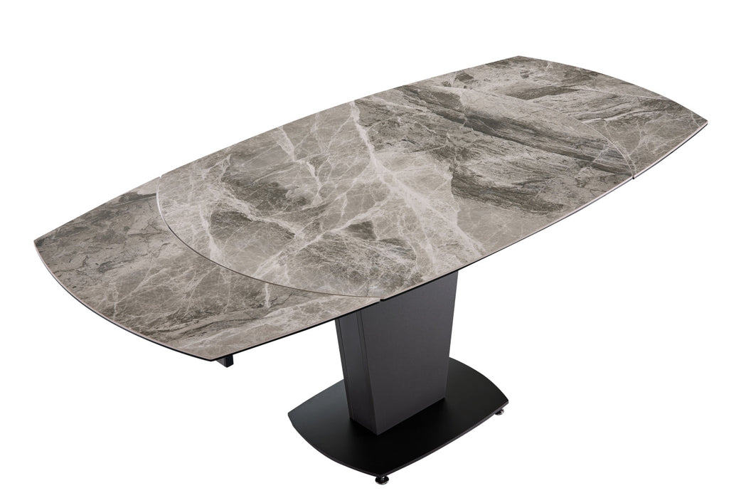 2417 Marble Table Grey Taupe With 3405 Chairs Beige Set - Lara Furniture