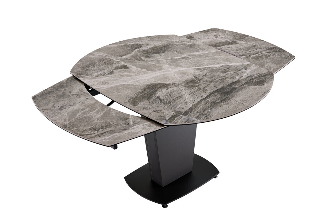 2417 Marble Table Grey Taupe With 3405 Chairs Beige Set - Lara Furniture