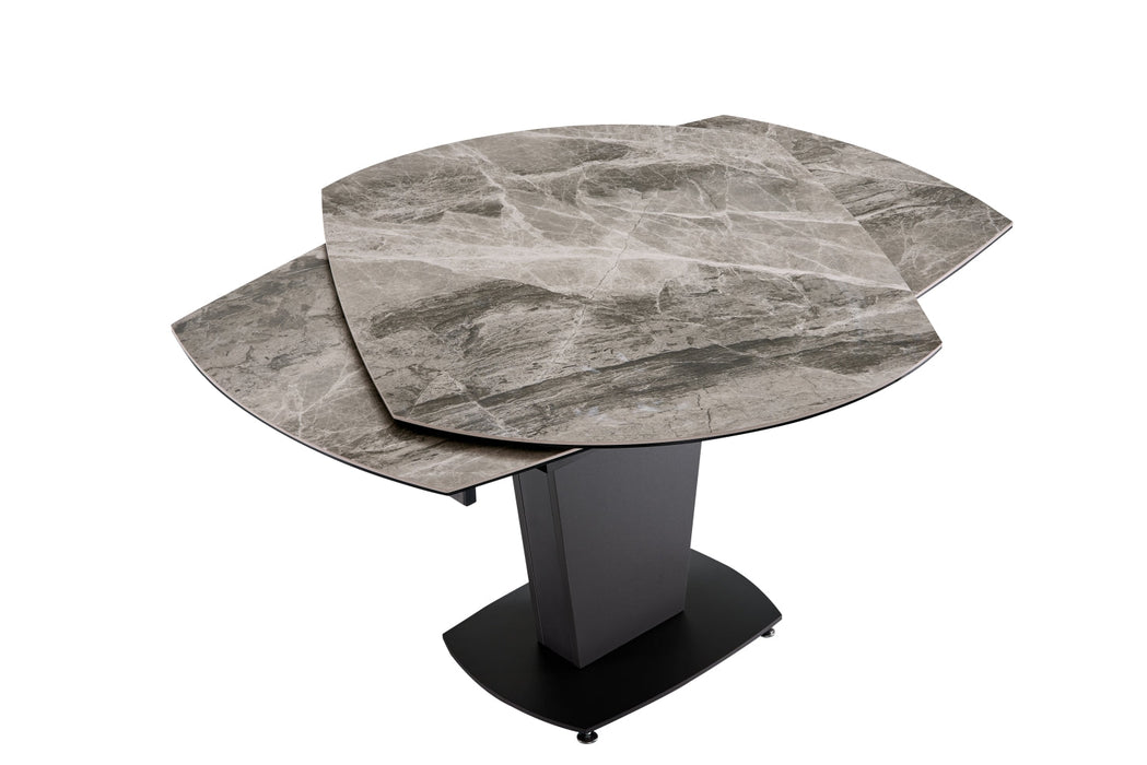 2417 Marble Table Grey Taupe With 3405 Chairs Beige Set - Lara Furniture