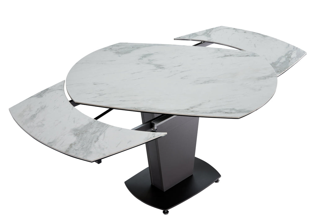 2417 Marble Table White With 3405 White Chairs Set - Lara Furniture