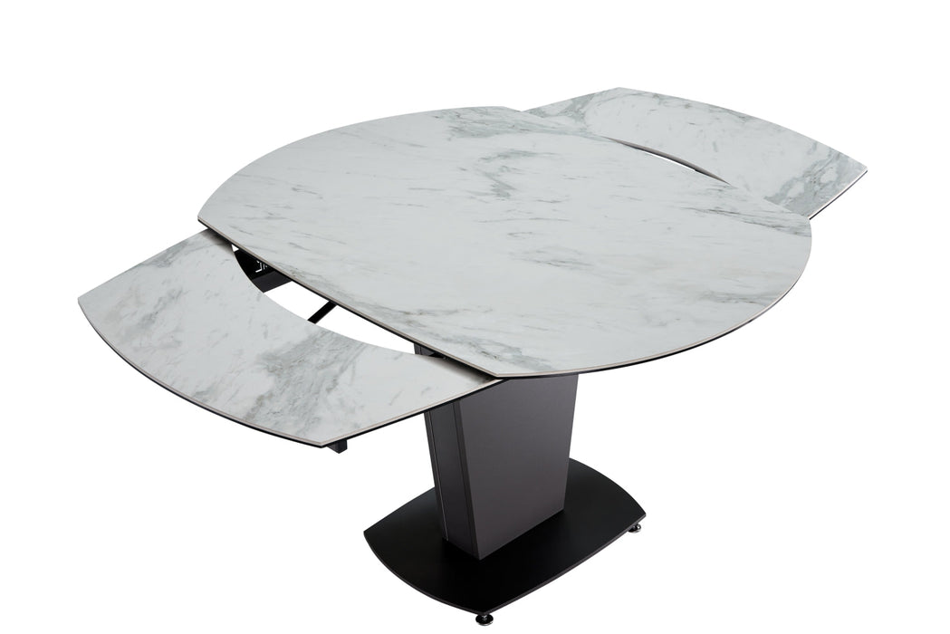 2417 Marble Table White With 3405 White Chairs Set - Lara Furniture