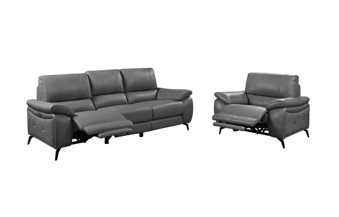 2934 Dark Grey W/ Electric Recliners Set - Lara Furniture