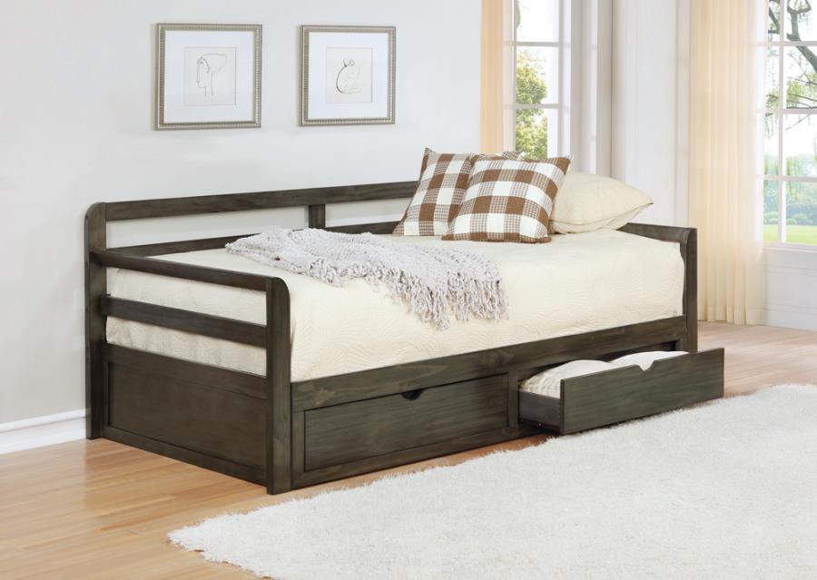 Sorrento 2-drawer Twin Daybed with Extension Trundle Grey