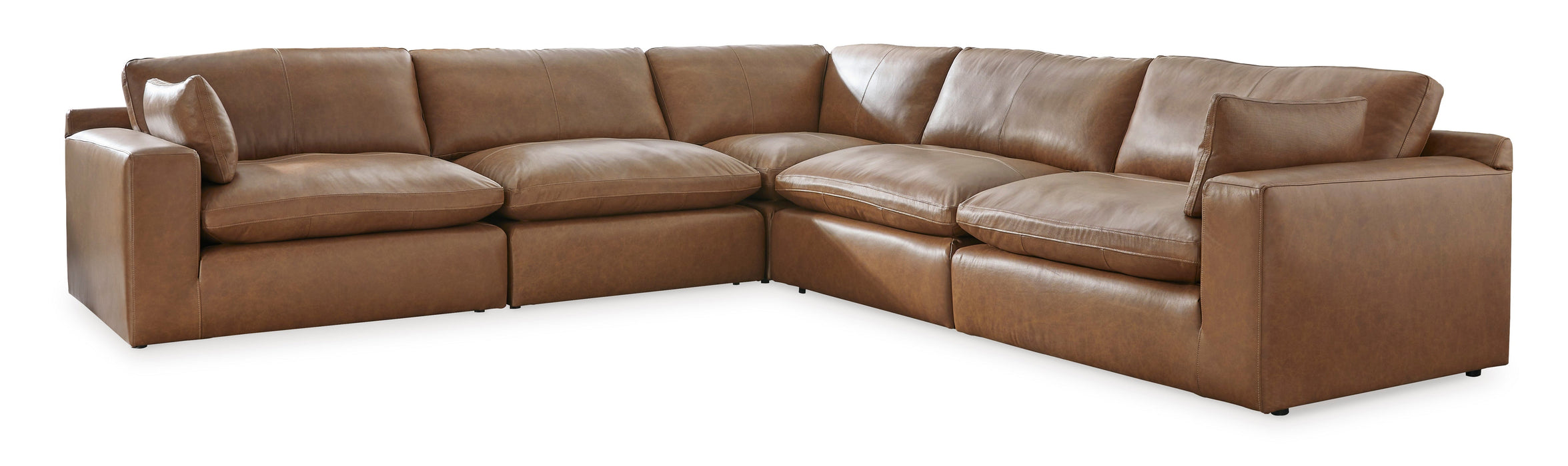 [EXCLUSIVE] Emilia 5-Piece Caramel Leather Sectional