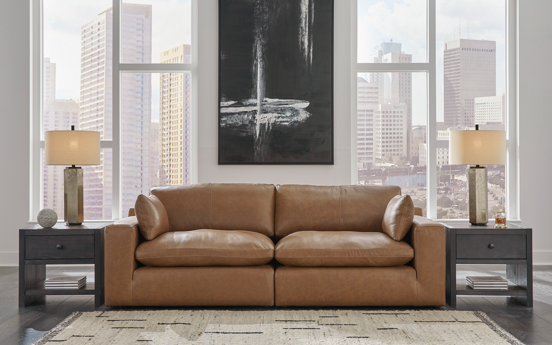 [EXCLUSIVE] Emilia Caramel Leather 2-Piece Loveseat