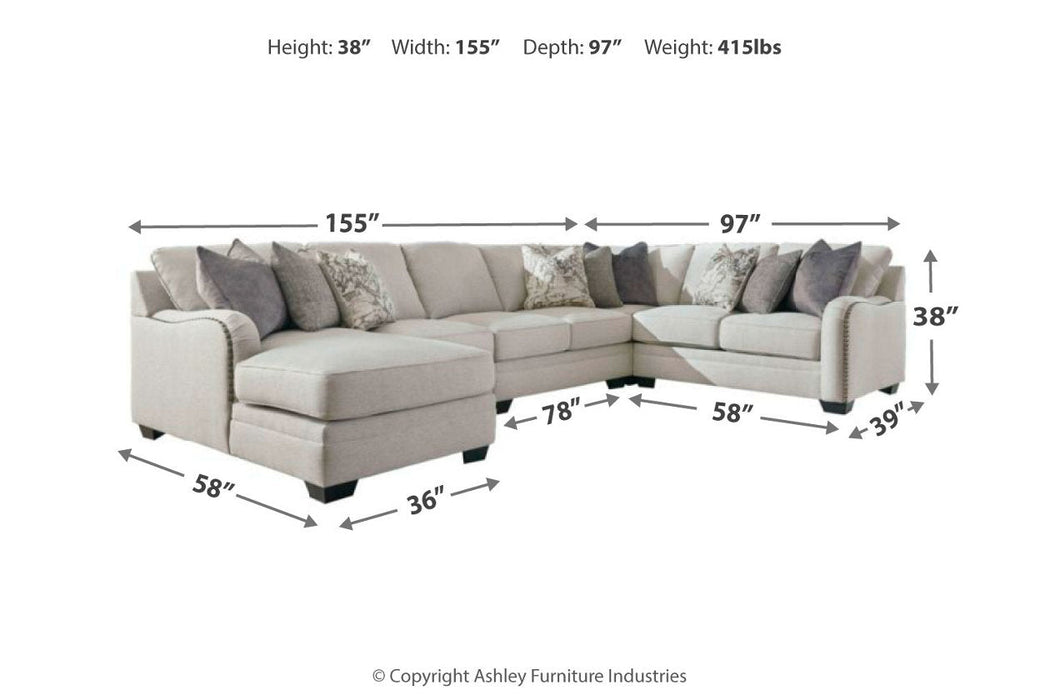 Dellara Chalk 5-Piece LAF Chaise Sectional