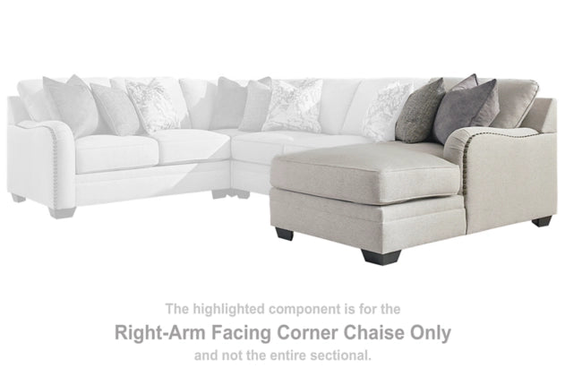 Dellara Chalk 3-Piece RAF Sectional with Chaise